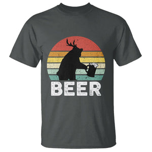 Funny Bear Deer T Shirt Vintage Retro Beer Mug TS11 Dark Heather Print Your Wear