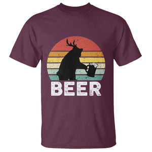 Funny Bear Deer T Shirt Vintage Retro Beer Mug TS11 Maroon Print Your Wear