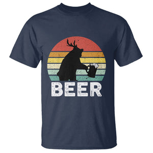 Funny Bear Deer T Shirt Vintage Retro Beer Mug TS11 Navy Print Your Wear