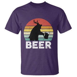 Funny Bear Deer T Shirt Vintage Retro Beer Mug TS11 Purple Print Your Wear