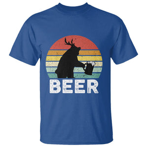 Funny Bear Deer T Shirt Vintage Retro Beer Mug TS11 Royal Blue Print Your Wear