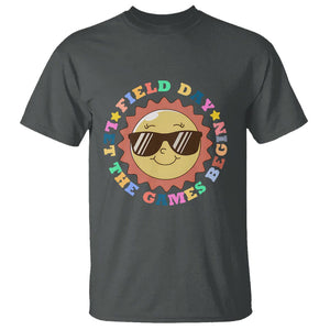 Field Day T Shirt Let The Games Begin Retro Groovy Smile Face Sunshine TS11 Dark Heather Print Your Wear
