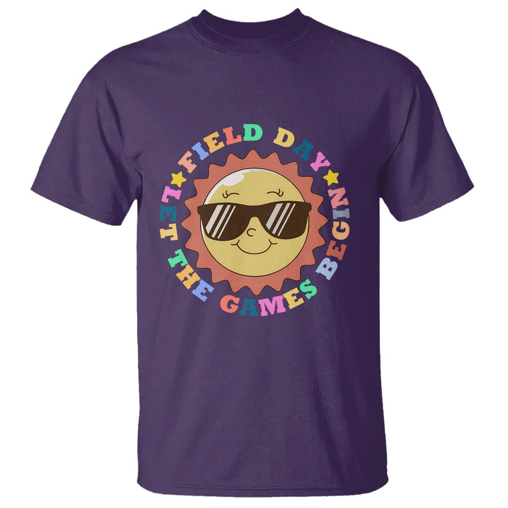 Field Day T Shirt Let The Games Begin Retro Groovy Smile Face Sunshine TS11 Purple Print Your Wear