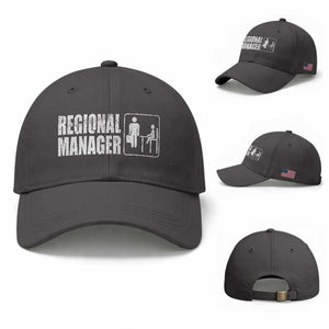 Regional Manager Baseball Cap Funny Dad Baby Matching TS11 Baseball Cap Universal Fit Dark Gray Print Your Wear