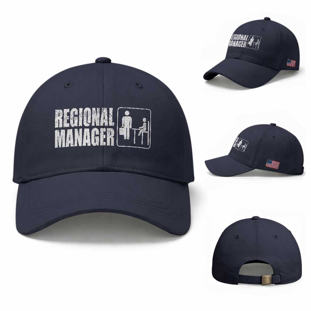 Regional Manager Baseball Cap Funny Dad Baby Matching TS11 Baseball Cap Universal Fit Navy Print Your Wear