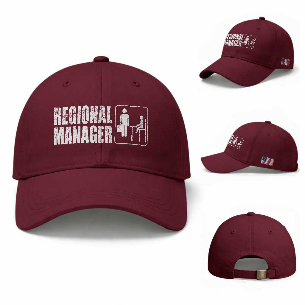 Regional Manager Baseball Cap Funny Dad Baby Matching TS11 Baseball Cap Universal Fit Maroon Print Your Wear