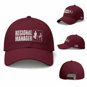 Regional Manager Baseball Cap Funny Dad Baby Matching TS11 Baseball Cap Universal Fit Maroon Print Your Wear