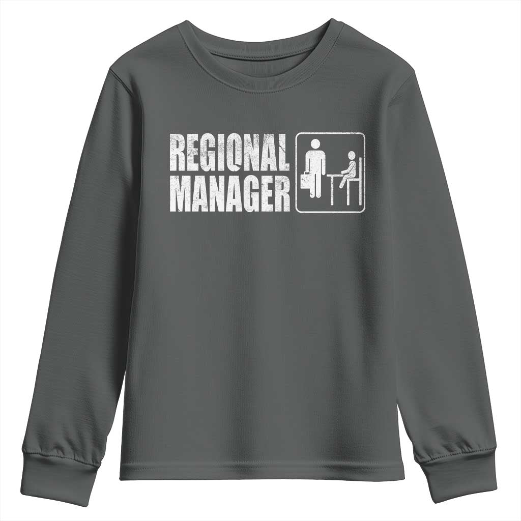 Regional Manager Youth Sweatshirt Funny Dad Baby Matching TS11 Dark Heather Print Your Wear