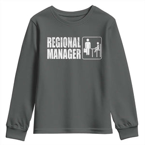 Regional Manager Youth Sweatshirt Funny Dad Baby Matching TS11 Dark Heather Print Your Wear