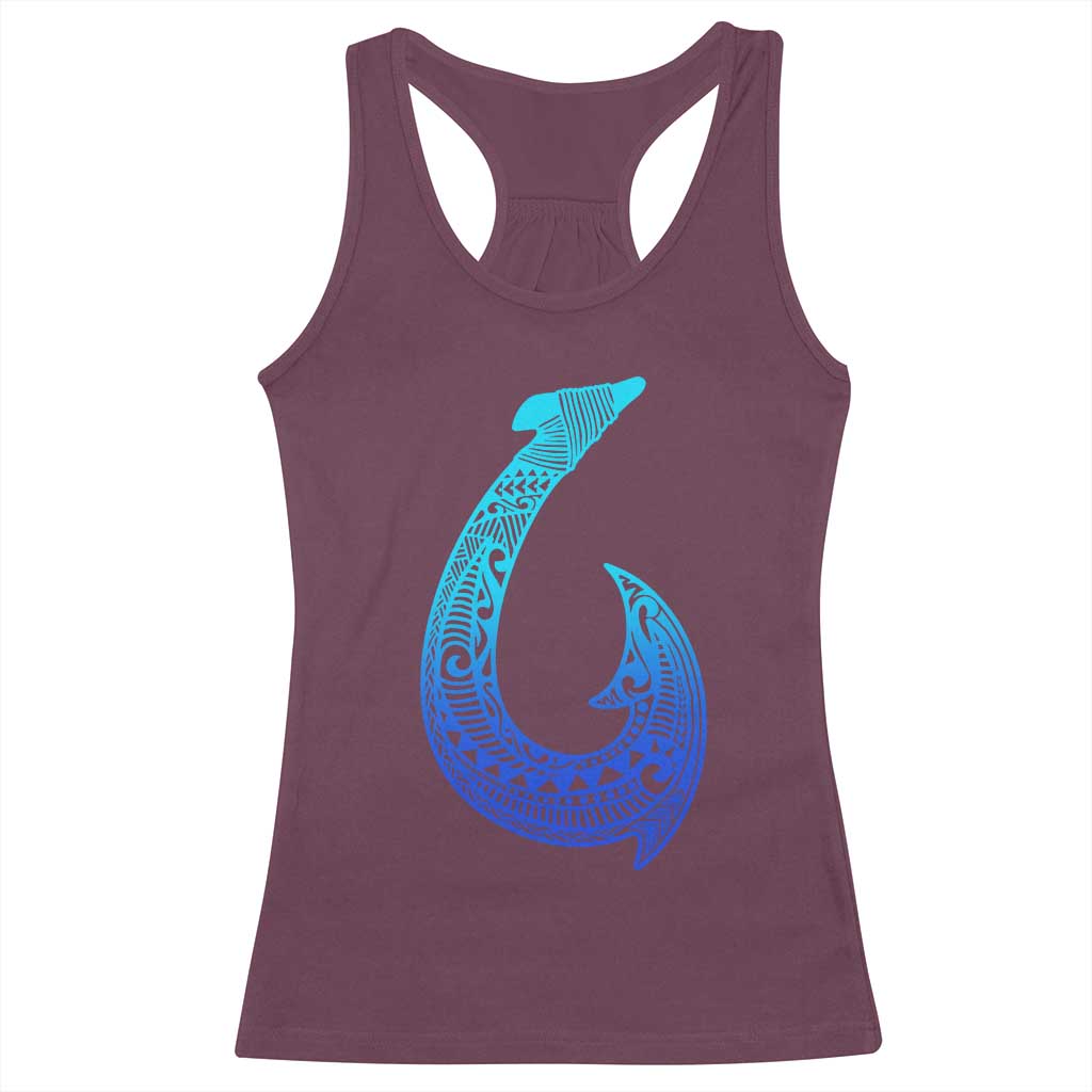 Tribal Makau Hawaiian Fish Hook Pacific Islander Hawaiian Racerback Tank Top TS11 Maroon Print Your Wear