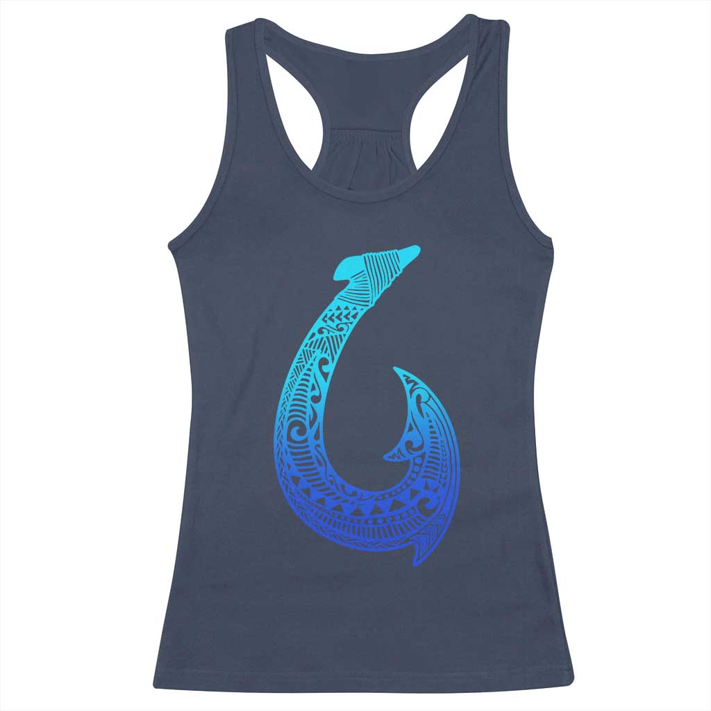 Tribal Makau Hawaiian Fish Hook Pacific Islander Hawaiian Racerback Tank Top TS11 Navy Print Your Wear