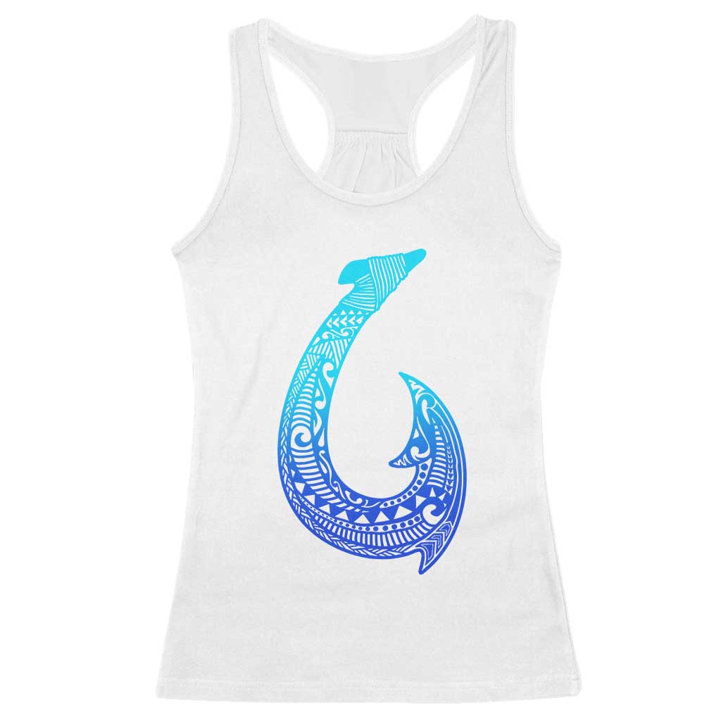 Tribal Makau Hawaiian Fish Hook Pacific Islander Hawaiian Racerback Tank Top TS11 White Print Your Wear