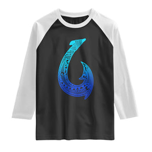 Tribal Makau Hawaiian Fish Hook Pacific Islander Hawaiian Raglan Shirt TS11 Black White Print Your Wear