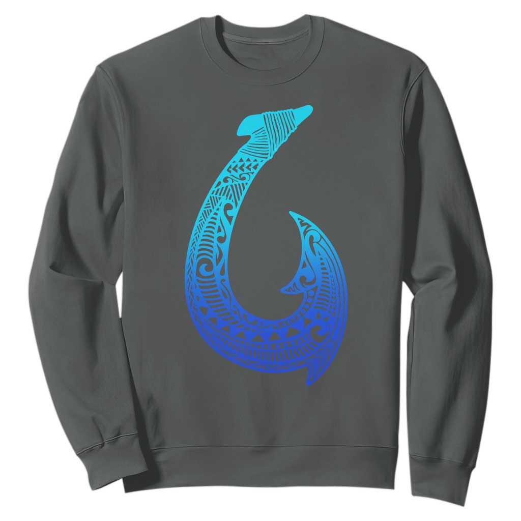 Tribal Makau Hawaiian Fish Hook Pacific Islander Hawaiian Sweatshirt TS11 Dark Heather Print Your Wear