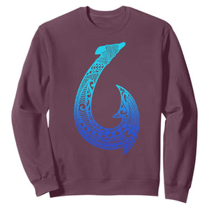 Tribal Makau Hawaiian Fish Hook Pacific Islander Hawaiian Sweatshirt TS11 Maroon Print Your Wear