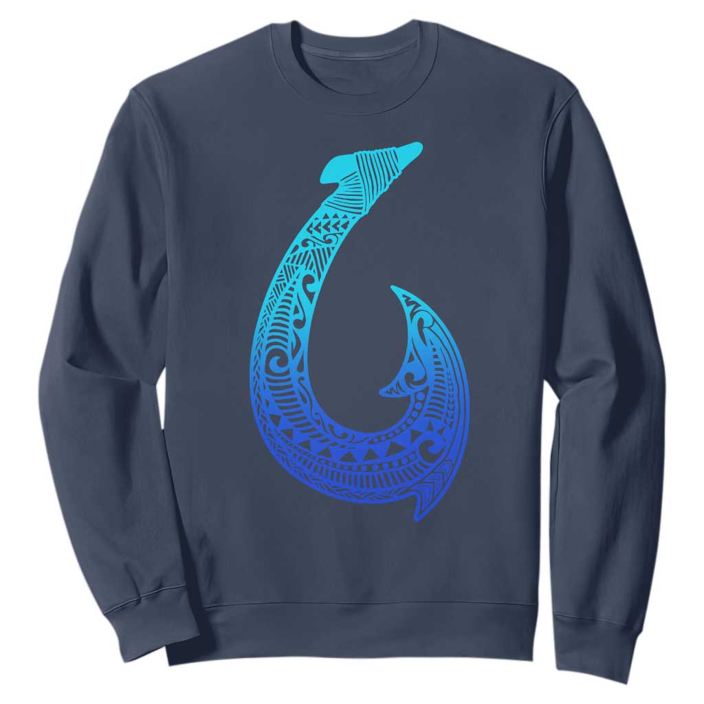 Tribal Makau Hawaiian Fish Hook Pacific Islander Hawaiian Sweatshirt TS11 Navy Print Your Wear