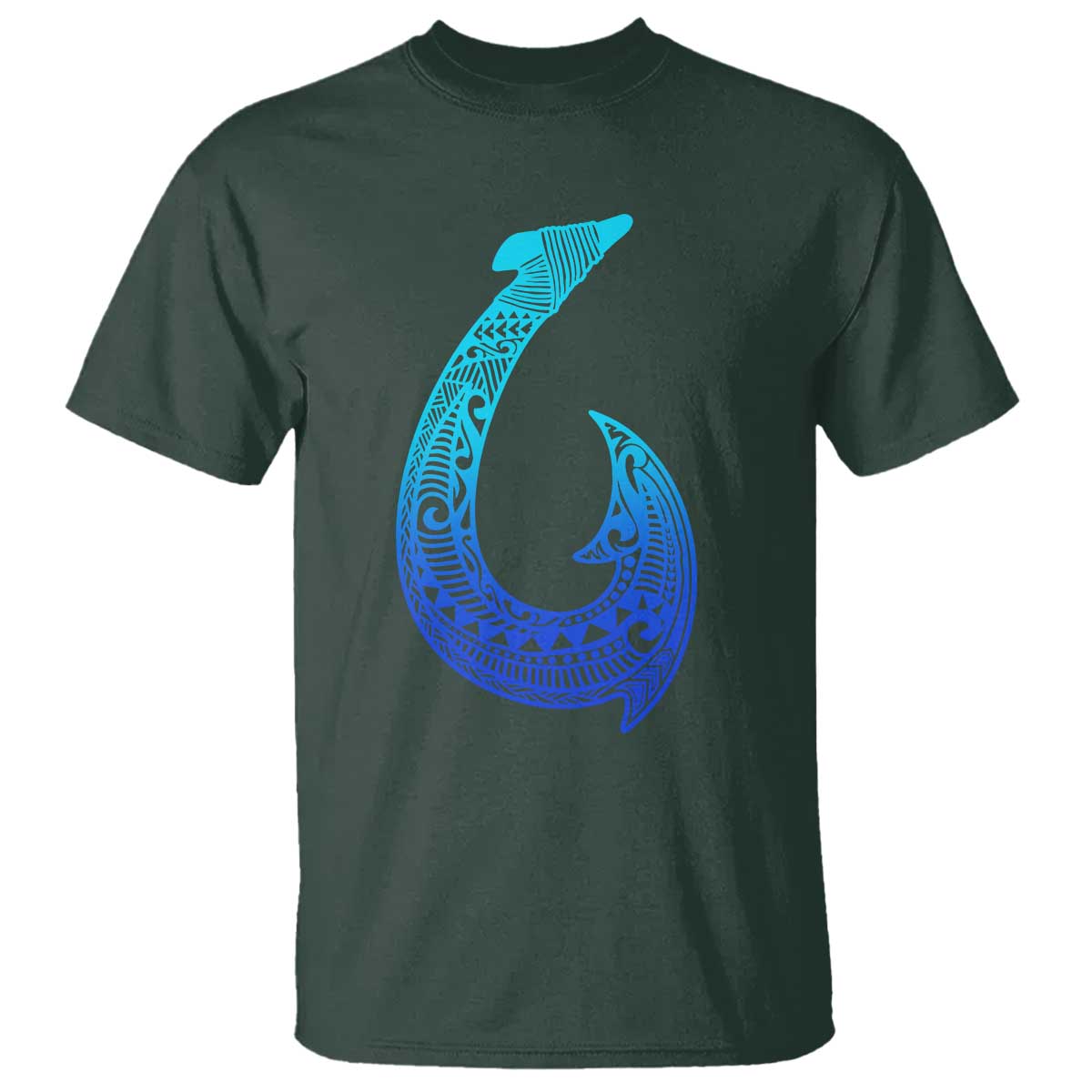 Tribal Makau Hawaiian Fish Hook Pacific Islander Hawaiian T Shirt TS11 Dark Forest Green Print Your Wear