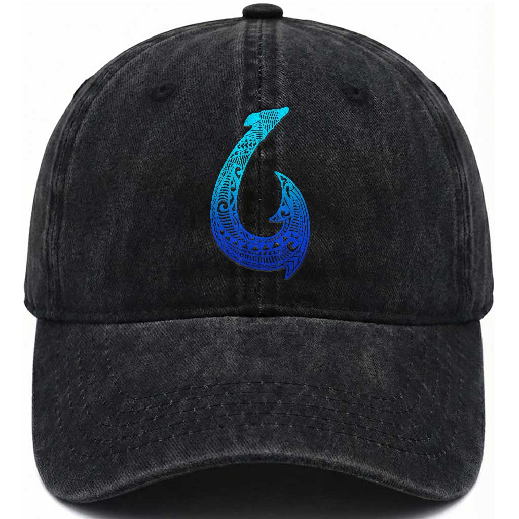 Tribal Makau Hawaiian Fish Hook Pacific Islander Hawaiian Washed Cotton Baseball Cap TS11 Print Your Wear