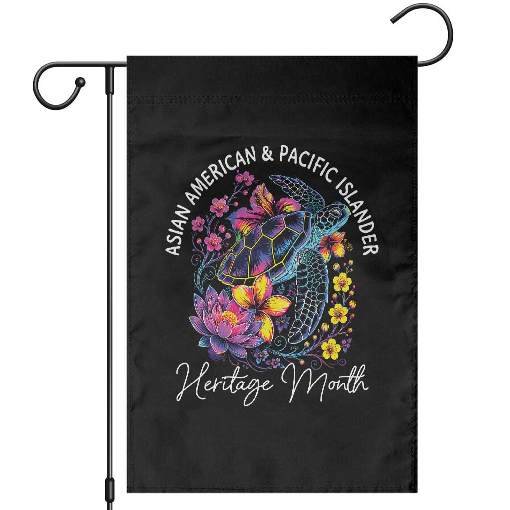 AAPI Asian American and Pacific Islander Heritage Month Garden Flag Floral Sea Turtle TS11 Black Print Your Wear