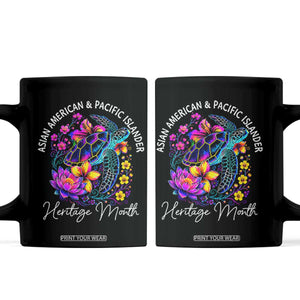 AAPI Asian American and Pacific Islander Heritage Month Coffee Mug Floral Sea Turtle TS11 Black Print Your Wear
