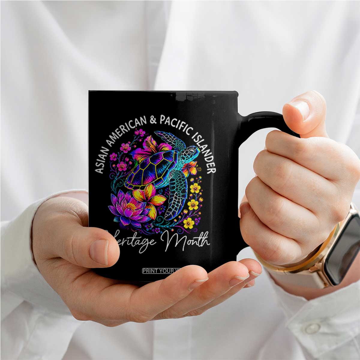 AAPI Asian American and Pacific Islander Heritage Month Coffee Mug Floral Sea Turtle TS11 Print Your Wear