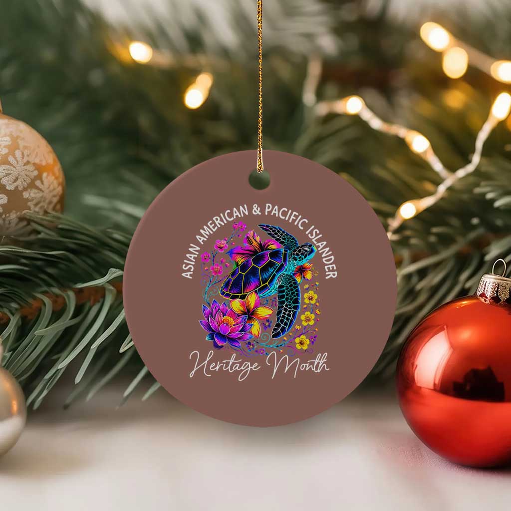 AAPI Asian American and Pacific Islander Heritage Month Ceramic Ornament Floral Sea Turtle TS11 1pc Mocha Print Your Wear