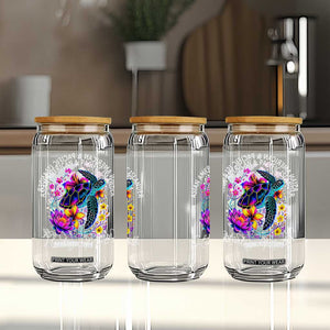 AAPI Asian American and Pacific Islander Heritage Month Glass Can Floral Sea Turtle TS11 Print Your Wear