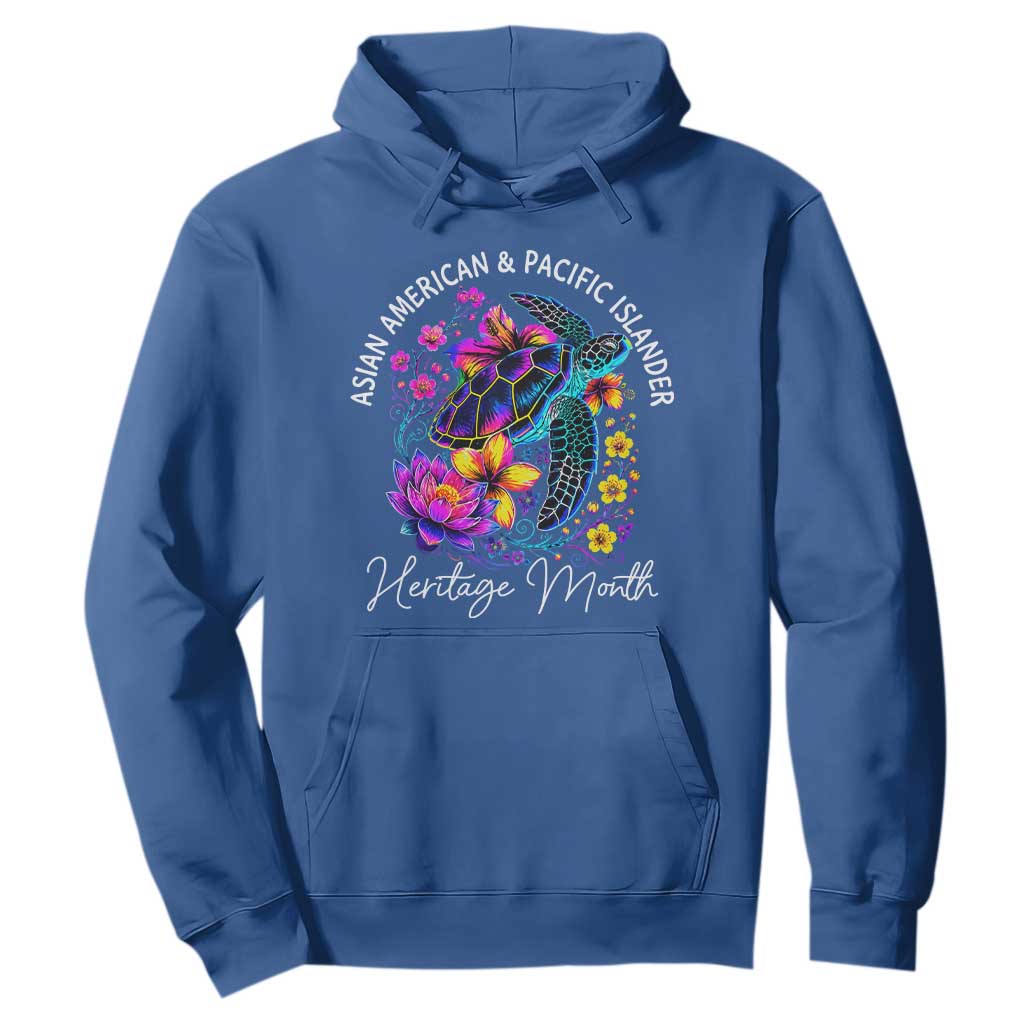 AAPI Asian American and Pacific Islander Heritage Month Hoodie Floral Sea Turtle TS11 Royal Blue Print Your Wear