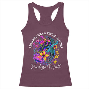 AAPI Asian American and Pacific Islander Heritage Month Racerback Tank Top Floral Sea Turtle TS11 Maroon Print Your Wear