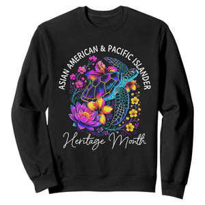 AAPI Asian American and Pacific Islander Heritage Month Sweatshirt Floral Sea Turtle TS11 Black Print Your Wear