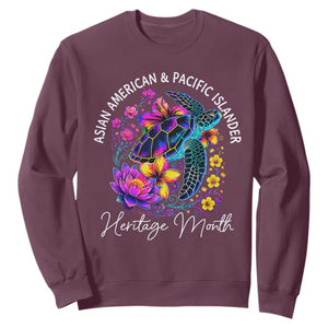 AAPI Asian American and Pacific Islander Heritage Month Sweatshirt Floral Sea Turtle TS11 Maroon Print Your Wear