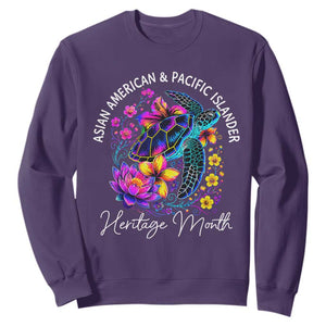AAPI Asian American and Pacific Islander Heritage Month Sweatshirt Floral Sea Turtle TS11 Purple Print Your Wear
