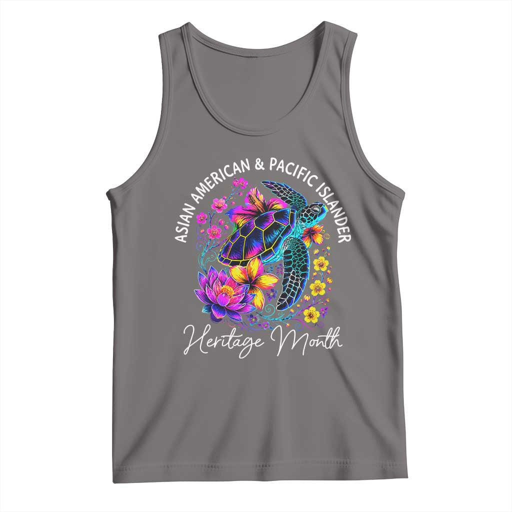 AAPI Asian American and Pacific Islander Heritage Month Tank Top Floral Sea Turtle TS11 Deep Heather Print Your Wear