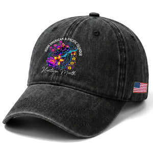 AAPI Asian American and Pacific Islander Heritage Month Washed Cotton Baseball Cap Floral Sea Turtle TS11 Print Your Wear