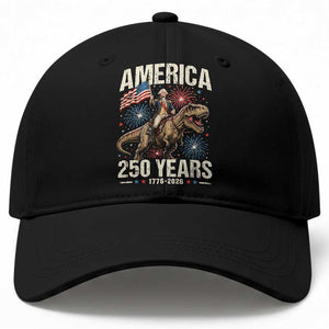 America 250 Years George Washington Riding Tyrannosaurus Rex Baseball Cap TS11 Print Your Wear