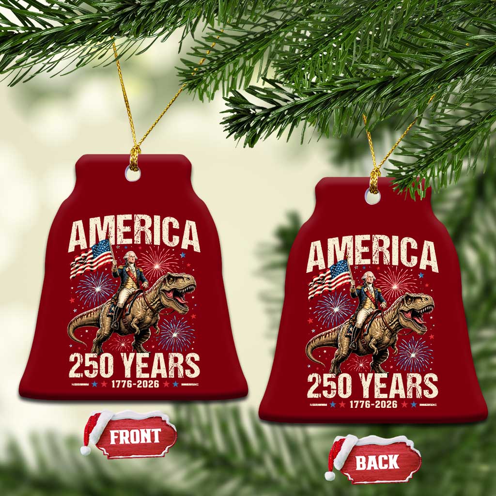 America 250 Years George Washington Riding Tyrannosaurus Rex Ceramic Ornament TS11 Print Your Wear