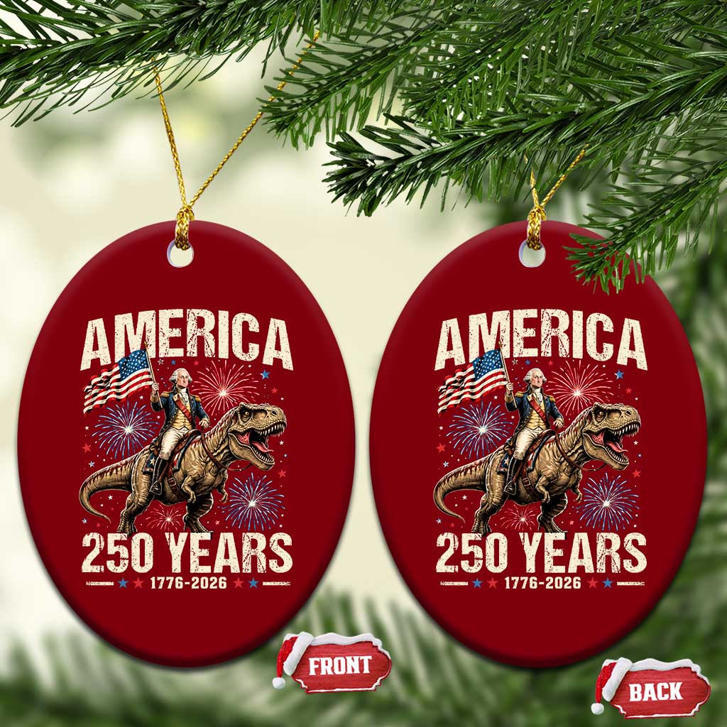America 250 Years George Washington Riding Tyrannosaurus Rex Ceramic Ornament TS11 Print Your Wear