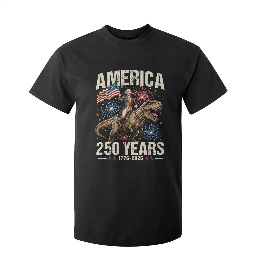 America 250 Years George Washington Riding Tyrannosaurus Rex T Shirt For Kid TS11 Black Print Your Wear