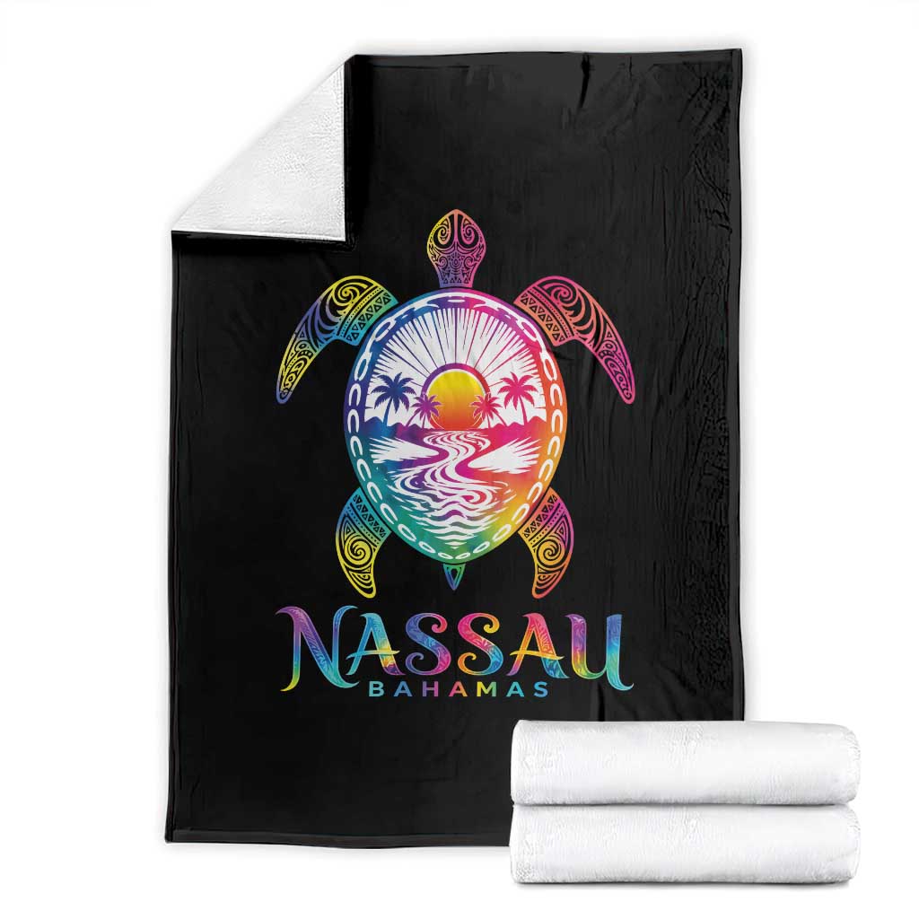 Nassau Bahamas Beach Vacation Throw Blanket Tie Dye Sea Turtle TS11 Black Print Your Wear