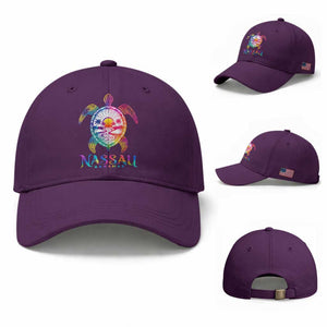 Nassau Bahamas Beach Vacation Baseball Cap Tie Dye Sea Turtle TS11 Baseball Cap Universal Fit Purple Print Your Wear