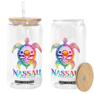 Nassau Bahamas Beach Vacation Glass Can Tie Dye Sea Turtle TS11 Print Your Wear