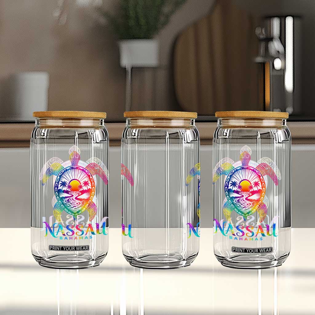 Nassau Bahamas Beach Vacation Glass Can Tie Dye Sea Turtle TS11 Print Your Wear