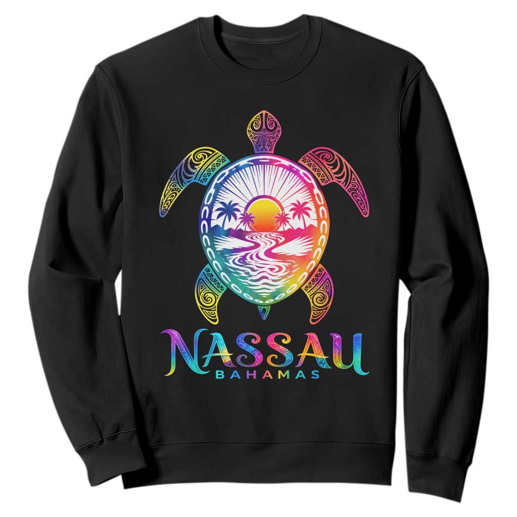 Nassau Bahamas Beach Vacation Sweatshirt Tie Dye Sea Turtle TS11 Black Print Your Wear