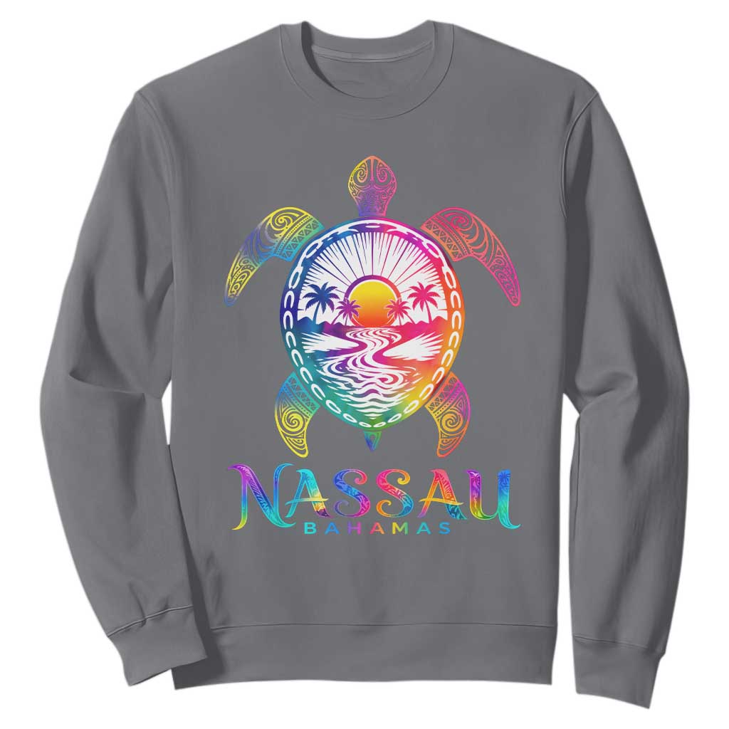 Nassau Bahamas Beach Vacation Sweatshirt Tie Dye Sea Turtle TS11 Charcoal Print Your Wear