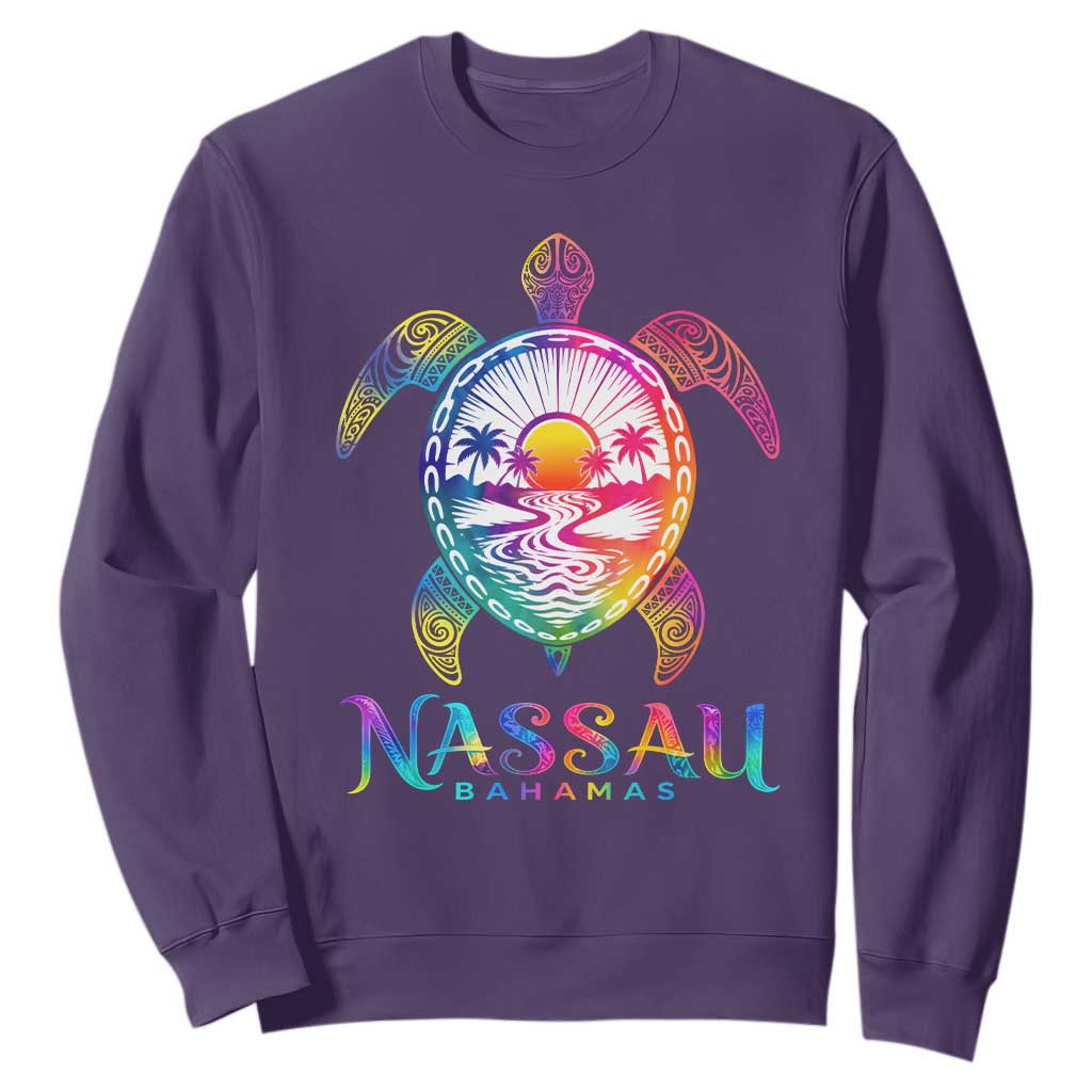 Nassau Bahamas Beach Vacation Sweatshirt Tie Dye Sea Turtle TS11 Purple Print Your Wear