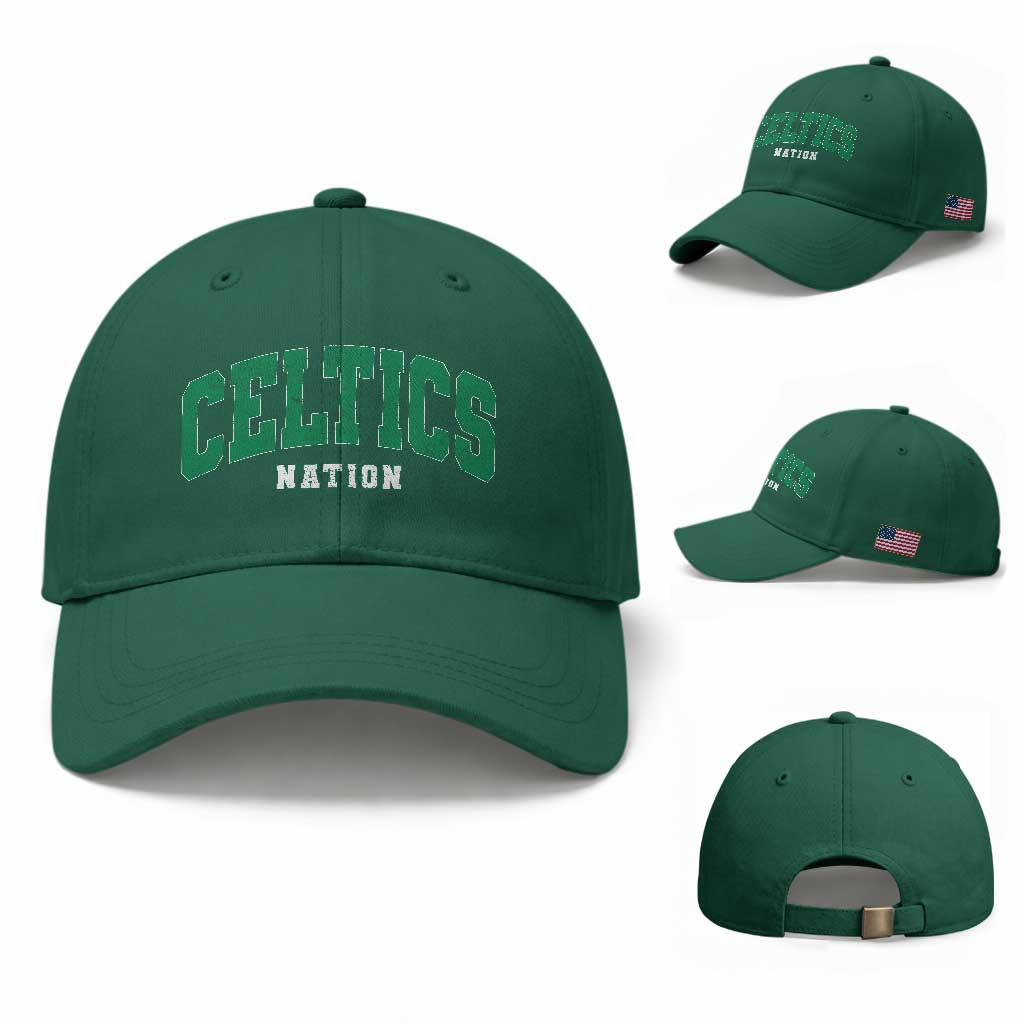 Celtic Nation Baseball Cap Sports Varsity Aesthetic Letters Cap TS11 Baseball Cap Universal Fit Irish Green Print Your Wear