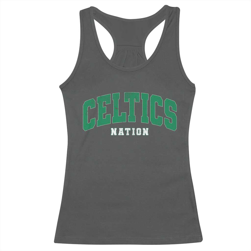 Celtic Nation Racerback Tank Top Sports Varsity Aesthetic Letters Cap TS11 Dark Heather Print Your Wear