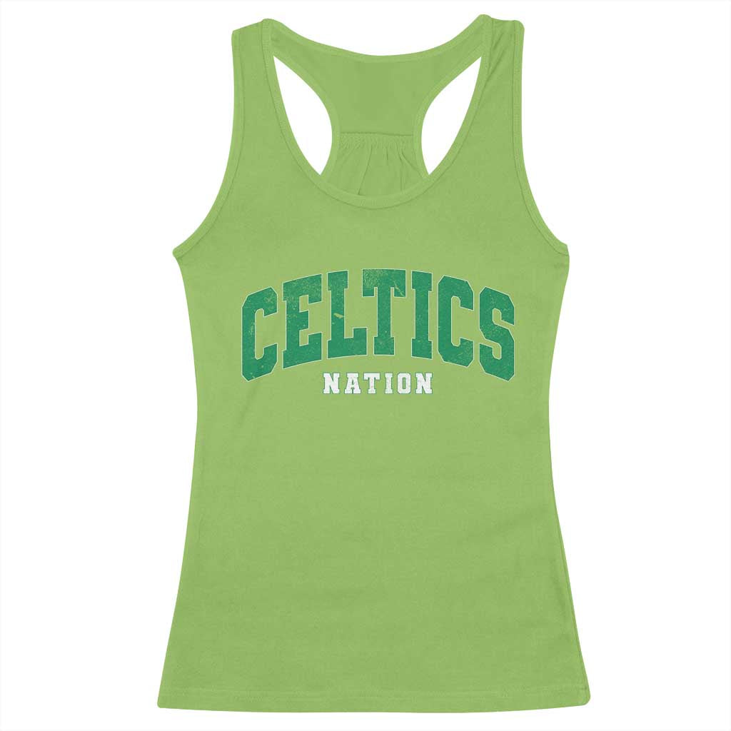 Celtic Nation Racerback Tank Top Sports Varsity Aesthetic Letters Cap TS11 Lime Print Your Wear