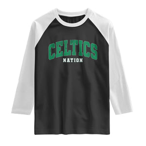 Celtic Nation Raglan Shirt Sports Varsity Aesthetic Letters Cap TS11 Black White Print Your Wear