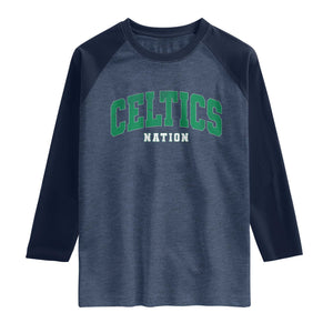 Celtic Nation Raglan Shirt Sports Varsity Aesthetic Letters Cap TS11 Heather Denim Navy Print Your Wear